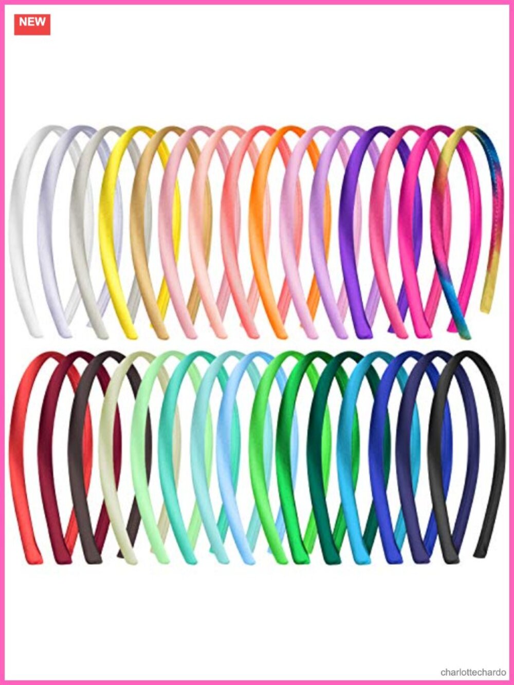 30 Pack Satin Headbands Plastic Hair Accessories Anti-Slip DIY Craft